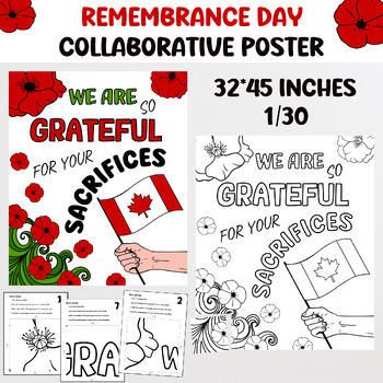 Preview of Canadian Remembrance day collaborative poster, Art project, Coloring sheets