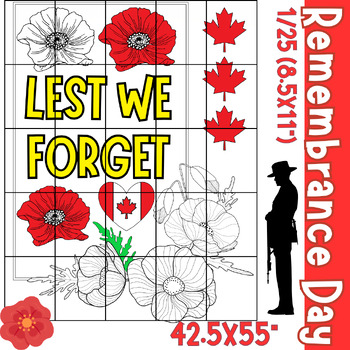 Preview of Canadian Remembrance day collaborative poster Coloring Pages • Art project