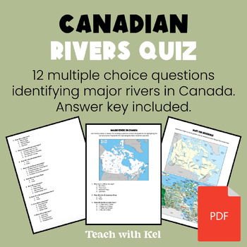 Preview of Canadian Rivers Geography Quiz - Canadian Geography Quiz - Answer Key Included