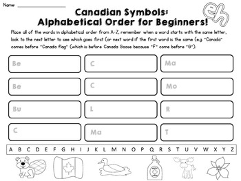 canadian symbols worksheets