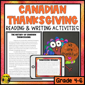 Preview of Canadian Thanksgiving Reading and Writing Activities