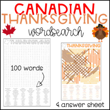 Preview of Canadian Thanksgiving Wordsearch