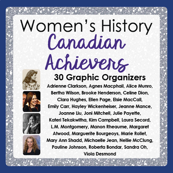 Preview of Canadian WOMEN'S HISTORY Graphic Organizers - 30 Achievers PRINT and EASEL