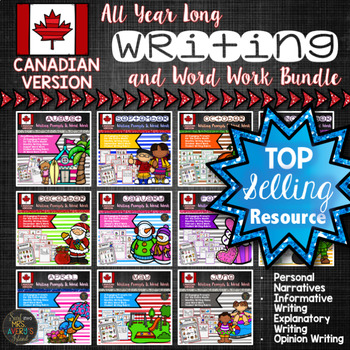 Preview of Canadian Writing Prompts and Word Work Bundle