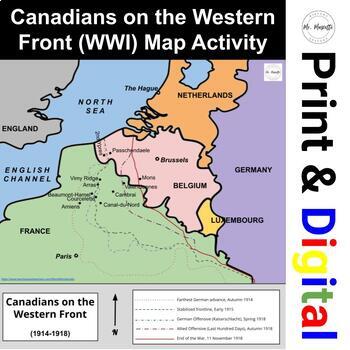 Preview of Canadians on the Western Front (WWI) Map Activity