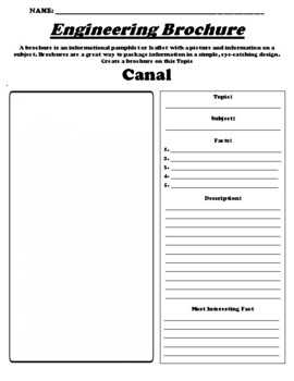 Preview of Canal "Informational Brochure" WebQuest & Worksheet