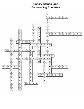 Canary Islands And Surrounding Countries Map Crossword by Northeast