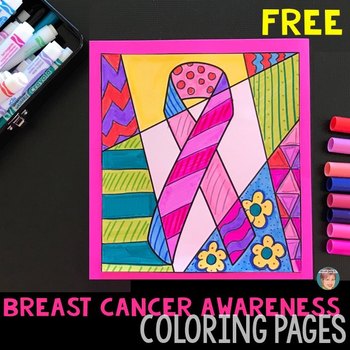 Preview of Free Breast Cancer Awareness Ribbon Coloring Pages