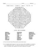 Cancer - Word Search Worksheet - Form 1