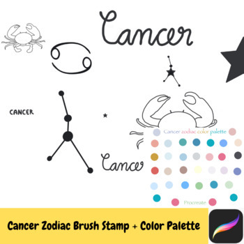 Cancer zodiac brush stamp and color palette by smarty246 | TPT
