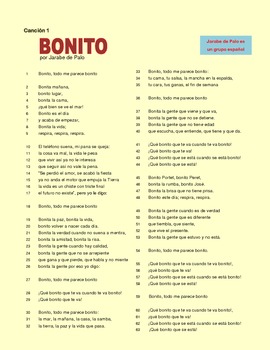 Canciones en español. Letra y ejercicios. Songs in Spanish for Spanish class