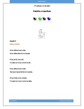 Preview of Canciones para aprender vocabulario y verbos 1