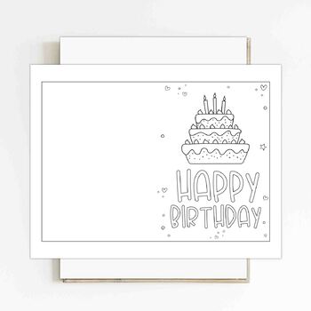 Candle birthday cake coloring card_5x7 by Kiddie Resources | TPT