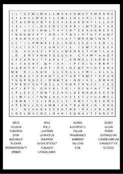 Candles Word Search Puzzle No prep Activity Worksheets, Morning Work by ...