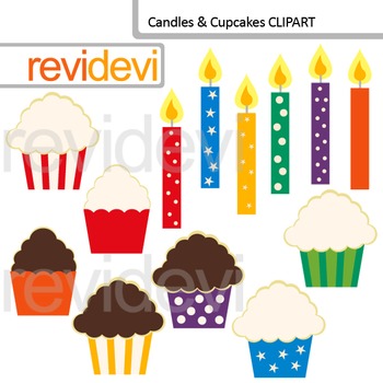 Preview of Candles and Cupcakes Clip art