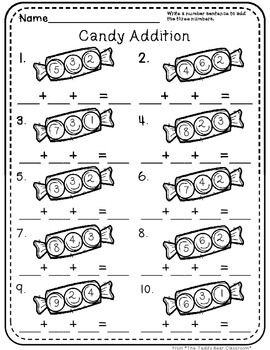 Candy Bag 3 Addend Addition Center by The Teddy Bear Classroom | TPT