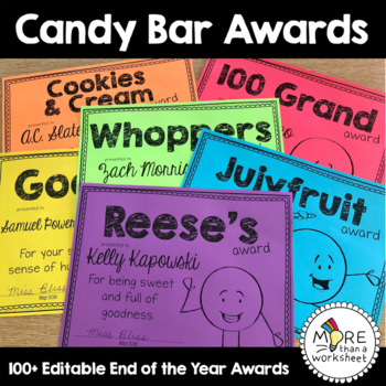 Preview of Candy Bar End of the Year Awards {Editable!}