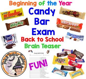 Preview of Back to School First Day Week FUN Logic Brain Teaser Candy Bar Exam