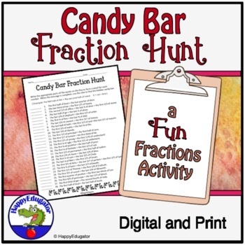 Preview of Candy Bar Fraction Hunt - A Fun Fractions Activity Digital and Print