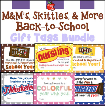 Preview of Candy Bars Variety Pack Beginning of Year Gift Tag BUNDLE- M&M's, Skittles...