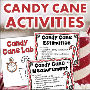 Preview of Candy Cane Day Activities Math Science Experiment December Christmas Stations