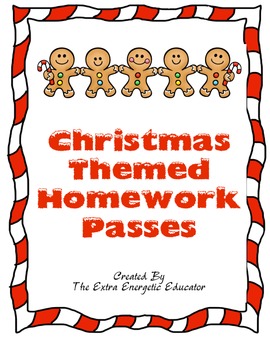 Preview of Candy Cane Christmas Homework Pass