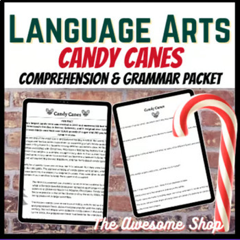 Preview of Candy Cane Comprehension W/ Grammar Christmas & Winter Fun!