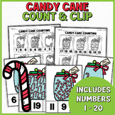 Candy Cane Count and Clip Cards Numbers 1-20, Candy Cane Math