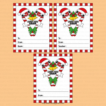 Candy Cane Gram Christmas Tag Holiday Fundraiser Editable Template Coloring