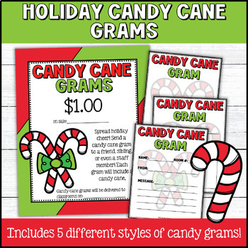 Preview of Candy Cane Grams, Holiday Candy Grams, Holiday School Fundraiser- EDITABLE