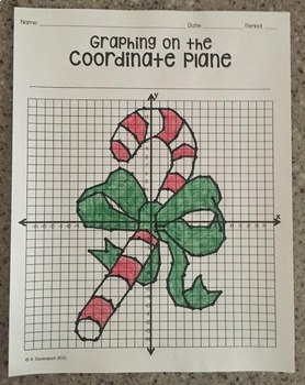 Preview of Candy Cane Graphing on the Coordinate Plane Mystery Picture Christmas Math