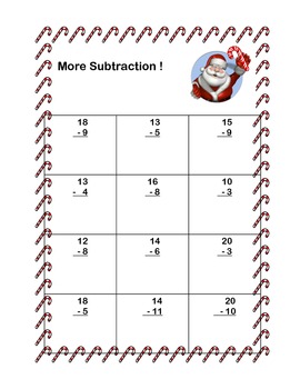 candy cane math addition subtraction within 20 worksheets by linda