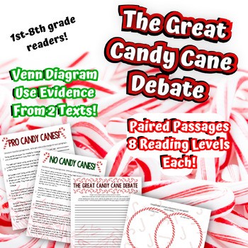 Preview of Candy Cane Paired Passage Opinion Writing ELA Evidence January Winter toast23 