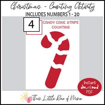 Preview of Candy Cane Stripe Counting - numbers 1-20 - Christmas - printable - math