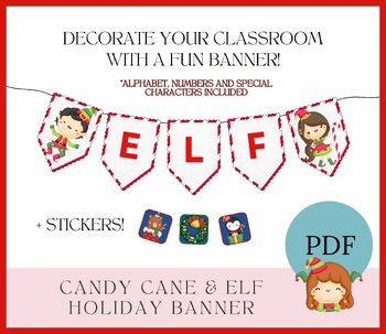 Preview of Candy Cane and Elf Holiday BANNER