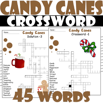 Candy Canes Crossword Puzzle , All About Candy Canes Puzzle | TPT