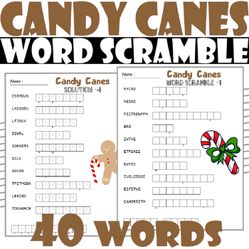 Candy Canes Word Scramble Puzzle , All about Candy Canes Puzzle | TPT