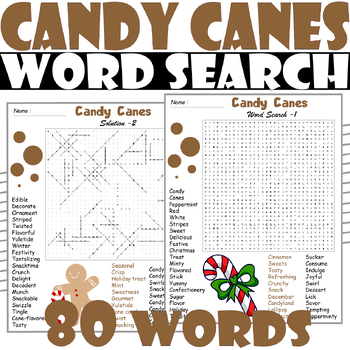 Candy Canes Word Search Puzzle , All about Candy Canes Puzzle | TPT