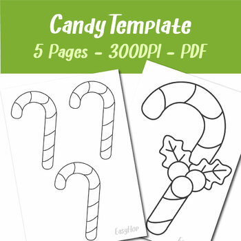 Candy Christmas Template Printable Set 5 Pages for Creative Projects