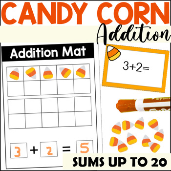 Preview of Candy Corn Addition Math Station or Center for Addition Facts within 20