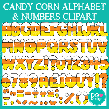 Preview of Candy Corn Alphabet and Numbers Clipart
