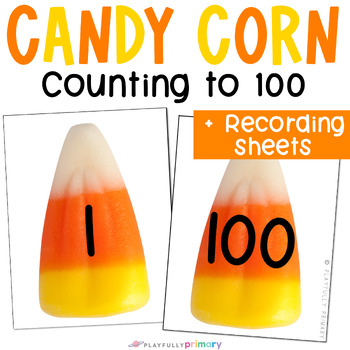Preview of Halloween Counting to 100 Candy Corn Mini Eraser Math, Halloween Number Line
