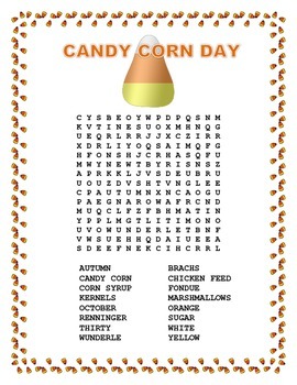 Candy Corn Day Morning Work Word Search Halloween By El Jaguar