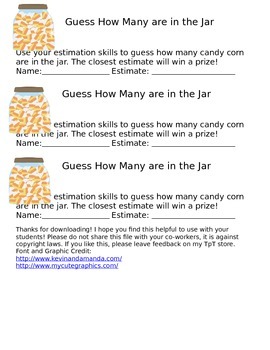 Preview of Candy Corn Estimation Jar
