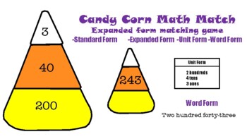 Preview of Candy Corn Expanded Form Matching Activity