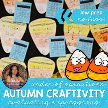 Preview of Candy Corn Fall Math Craftivity | Order of Operations with Grouping Symbols