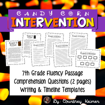 Preview of Candy Corn Fluency Passage & Comprehension Activities {7th Grade}