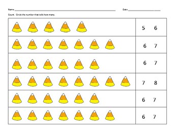 Candy Corn Counting Practice Worksheets: K.CC.4 by barbiew66 | TpT