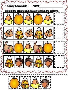 Candy Corn Math- Fall themed pattern worksheet by JannySue | TpT