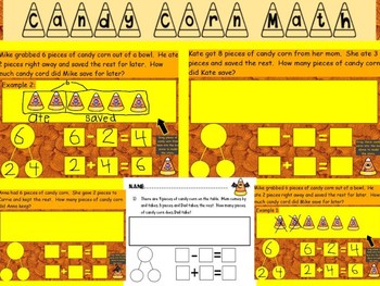 Preview of Candy Corn Math - Math Stories With Related Subtraction and Addition Facts